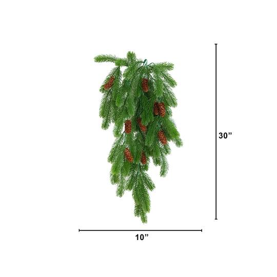 Nearly Natural 30" UV Resistant Artificial Christmas Pine & Pinecone Hanging Plants, 3ct.